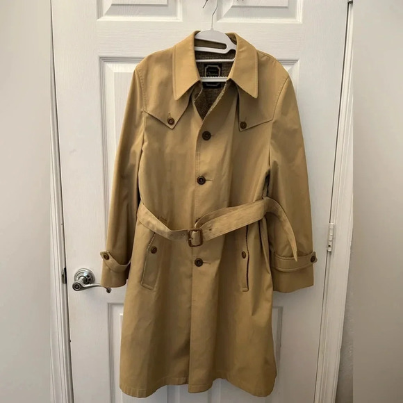 ! Vintage 70s  Men Christian Dior Monsieur Trench Coat Sz 40R - Picture 1 of 9